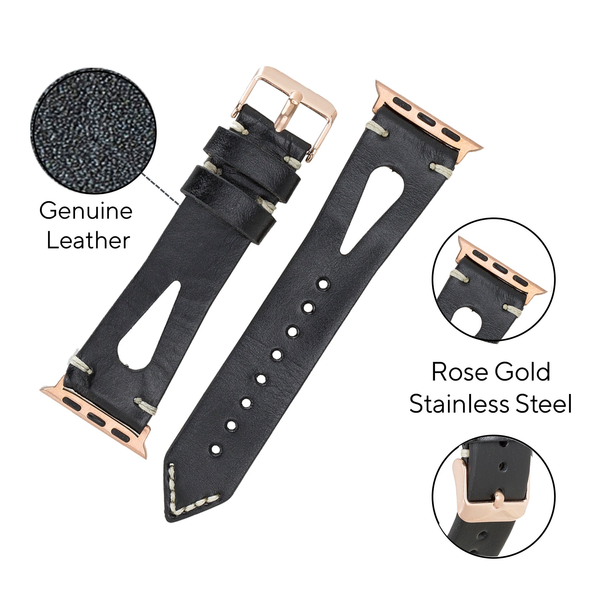 DelfiCase Cardiff Collection Leather Watch Band for Apple Watch 38mm 40mm 41mm 42mm 44mm 45mm 39