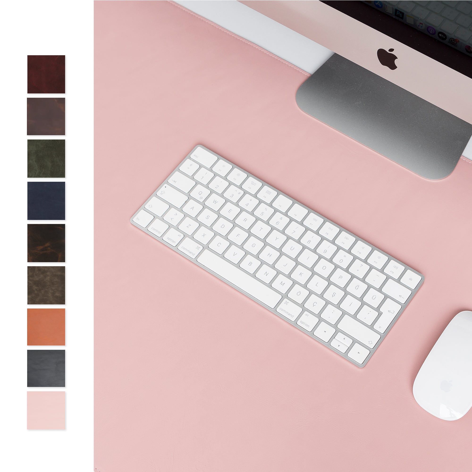 DelfiCase Genuine Leather Deskmat, Computer Pad, Office Desk Pad (Pink Nude) 10