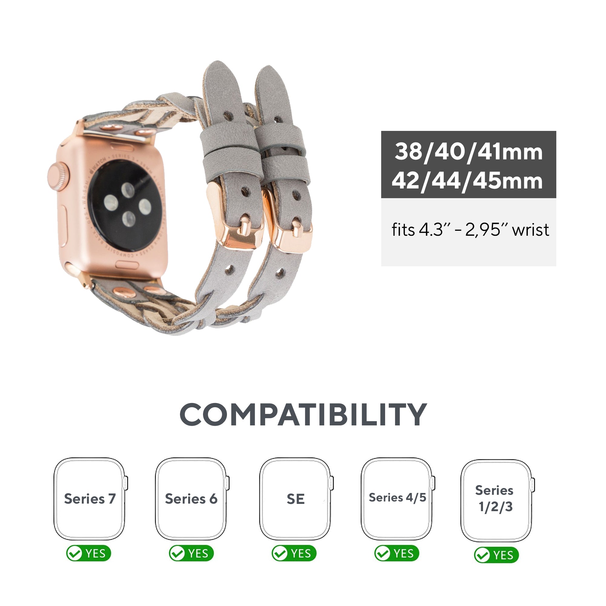 DelfiCase Sheffield-York Double Apple Watch Band for Apple Watch & Fitbit/Sense 43