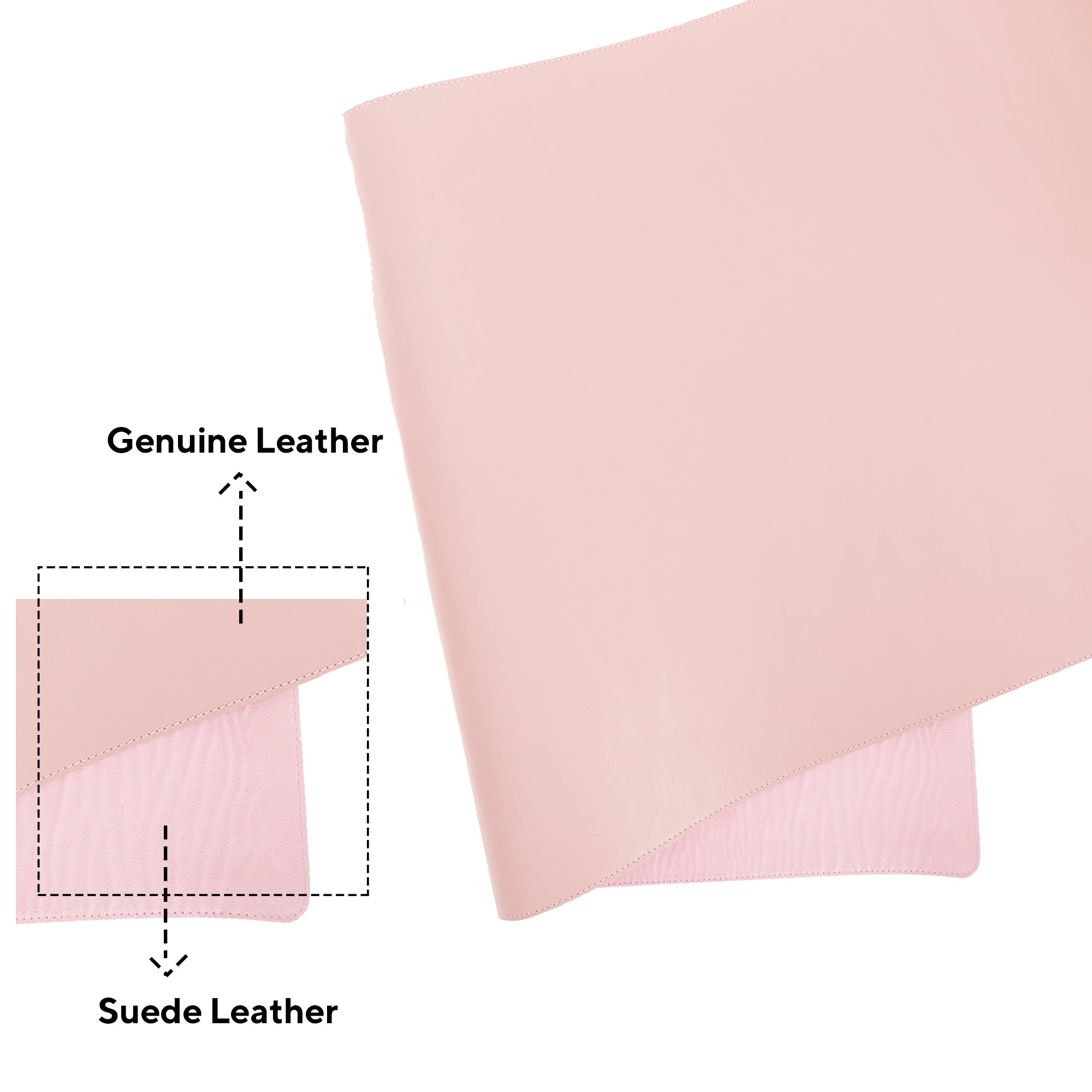 DelfiCase Genuine Leather Deskmat, Computer Pad, Office Desk Pad (Pink Nude) 3