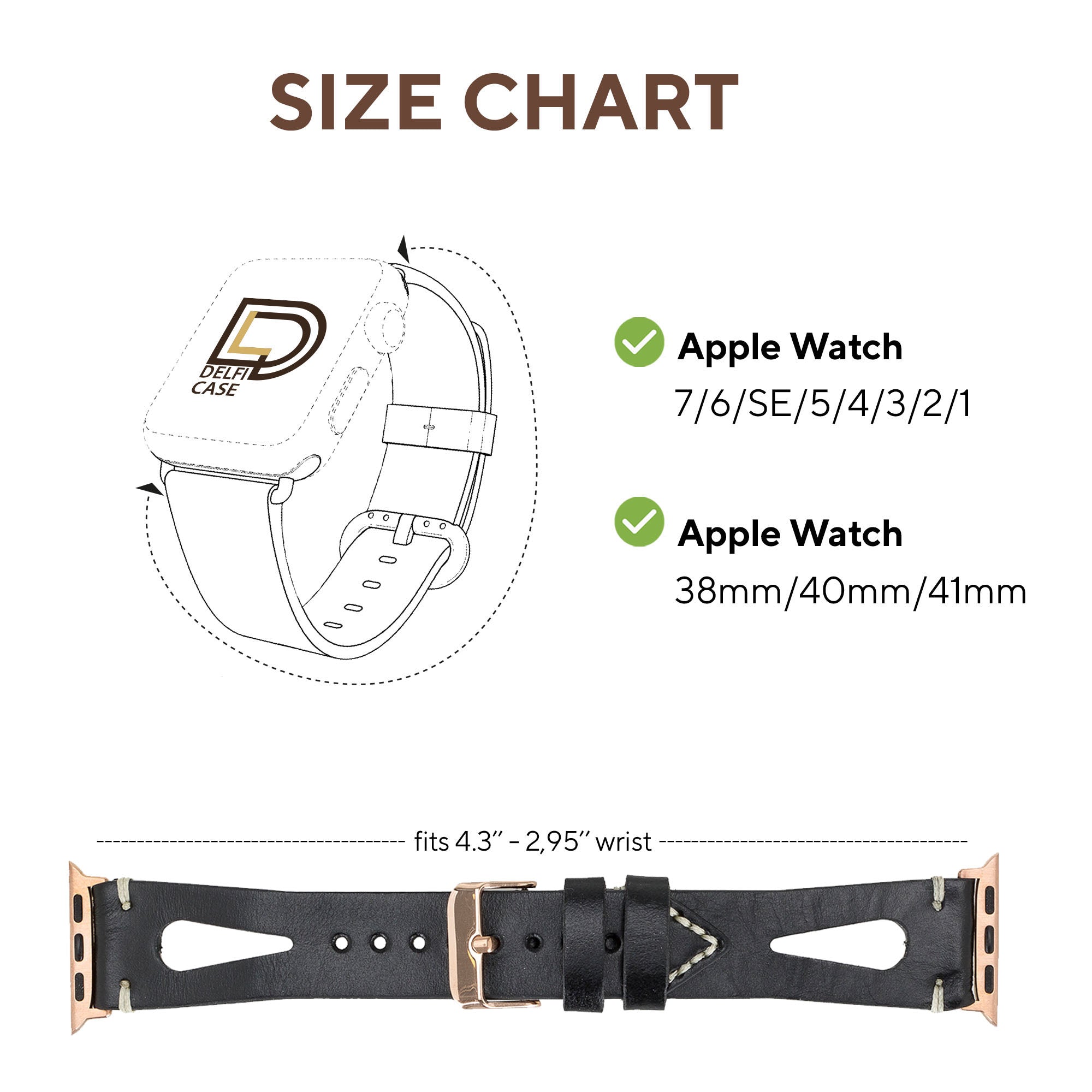 DelfiCase Cardiff Collection Leather Watch Band for Apple Watch 38mm 40mm 41mm 42mm 44mm 45mm 40