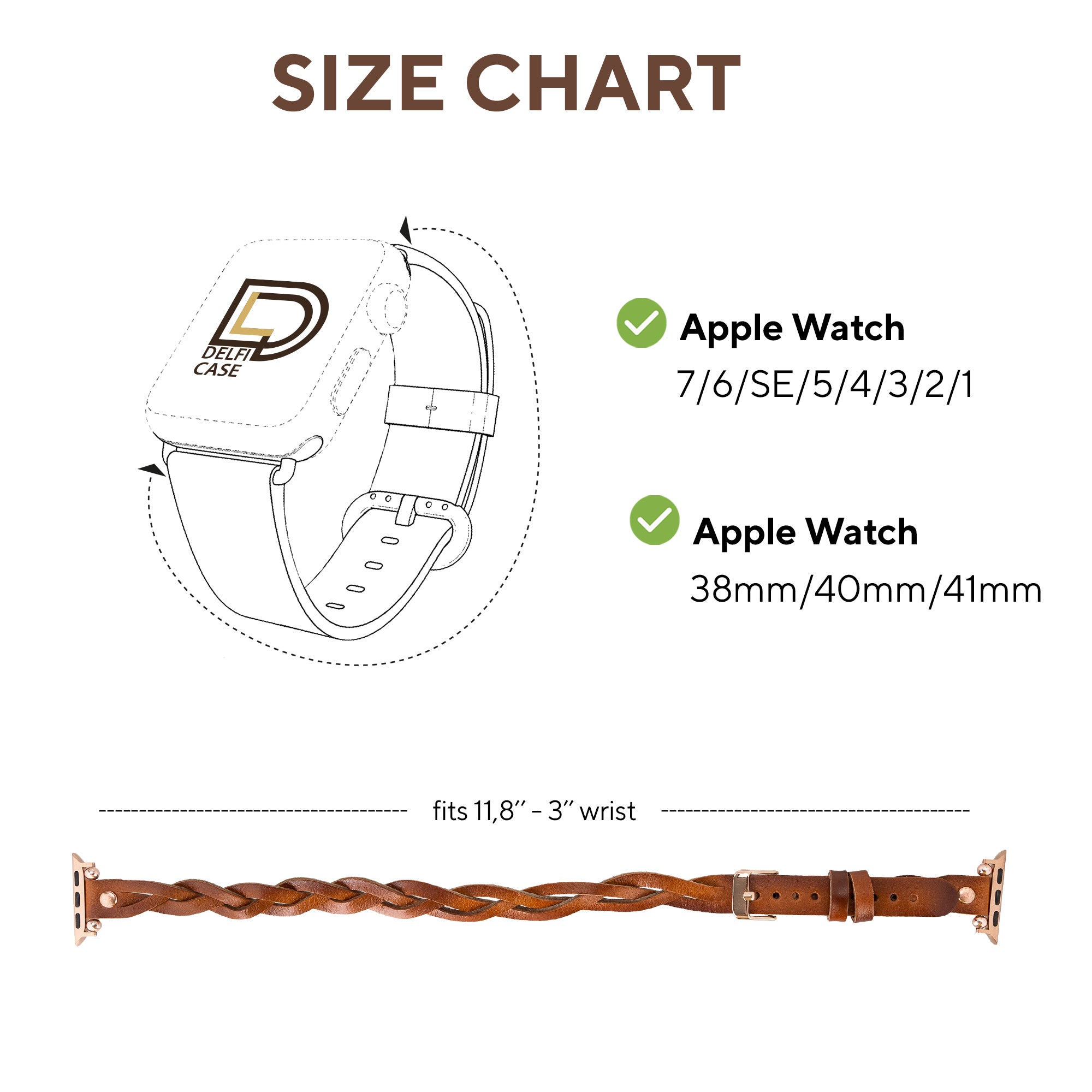 DelfiCase Sheffield Double Tour Watch Band for Apple Watch & Fitbit/Sense 66