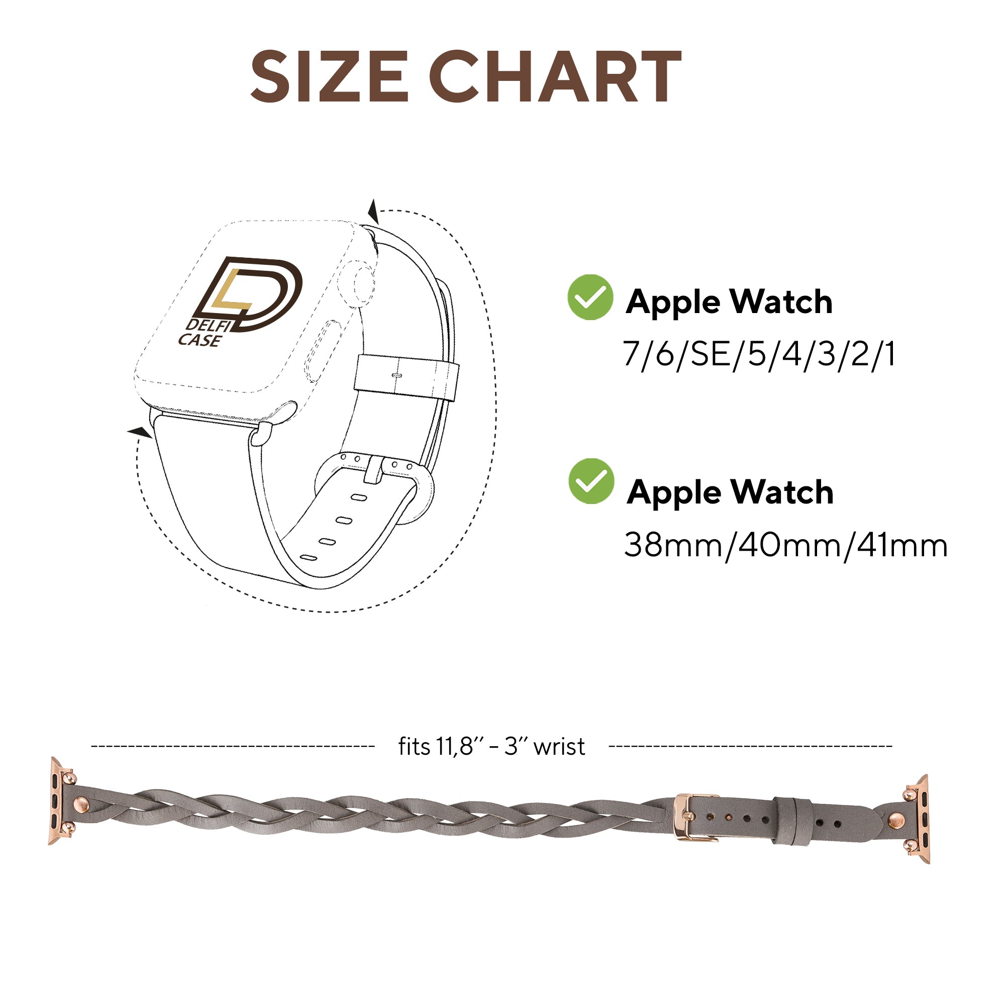 DelfiCase Sheffield Double Tour Watch Band for Apple Watch & Fitbit/Sense 80