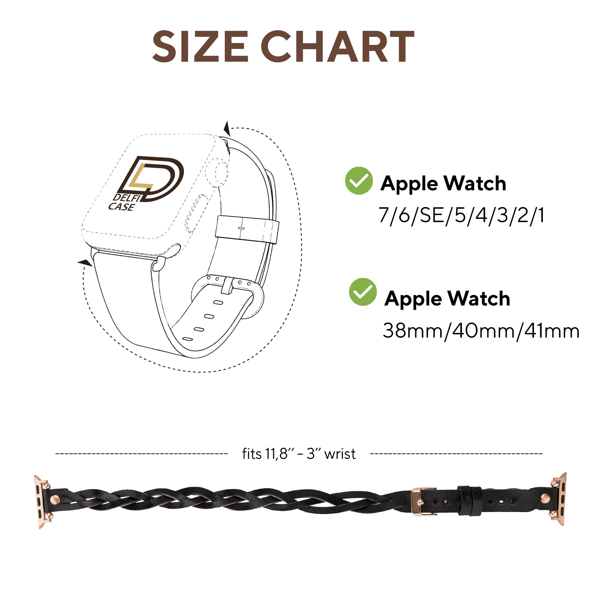 DelfiCase Sheffield Double Tour Watch Band for Apple Watch & Fitbit/Sense 94