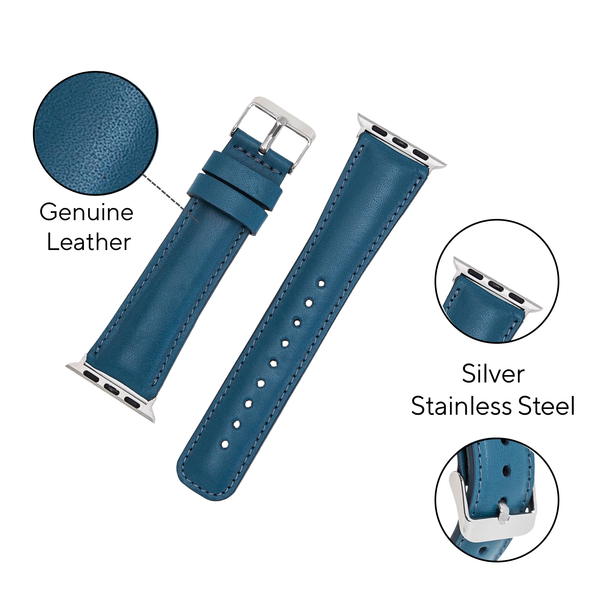 DelfiCase Liverpool Collection Leather Watch Band for Apple & Fitbit Versa Watch Band 68