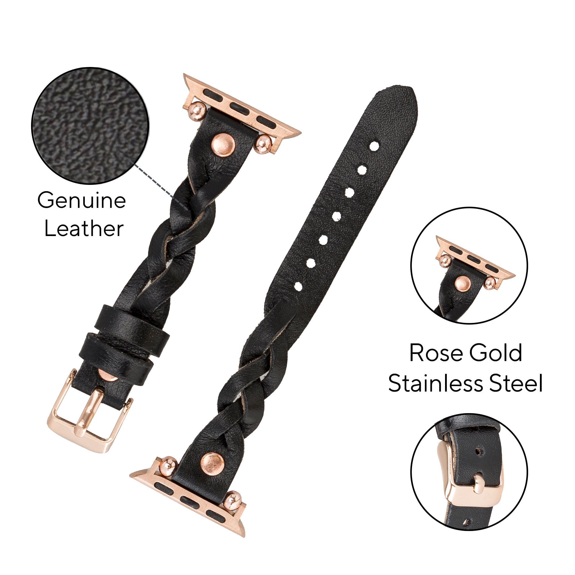 DelfiCase Sheffield Collection Leather Watch Band for Apple Watch & Fitbit / Sense 76