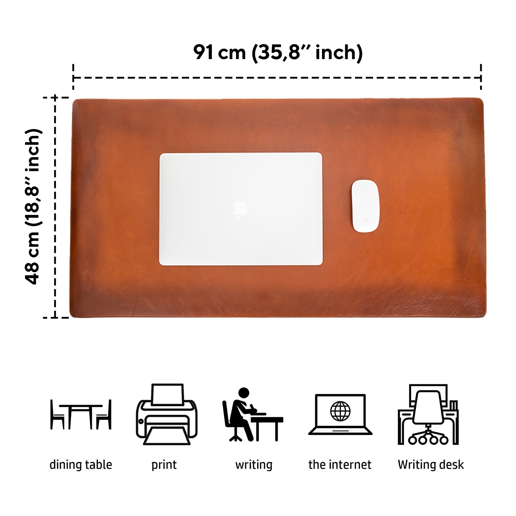 DelfiCase Genuine Leather Deskmat, Computer Pad, Office Desk Pad (Brown) 4