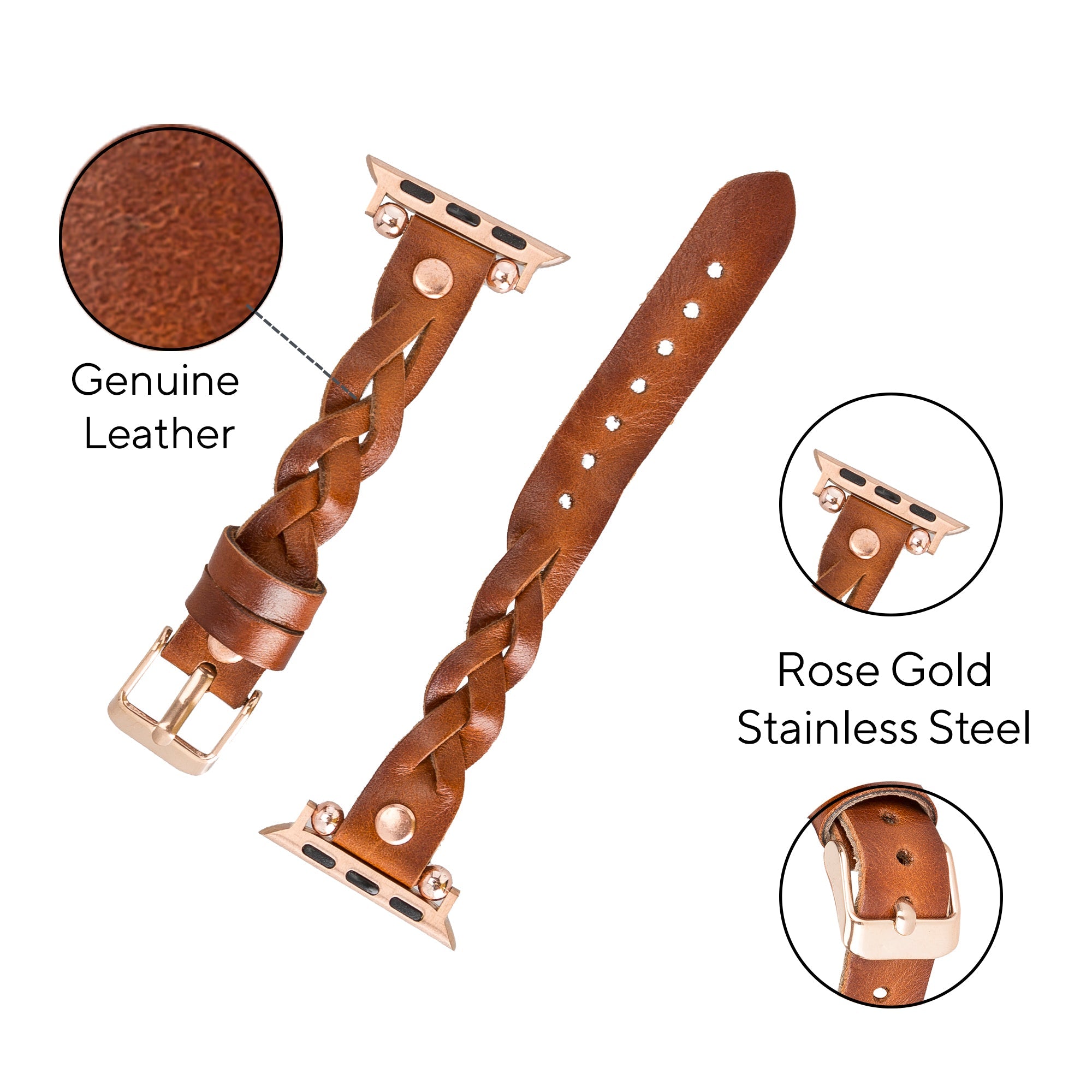 DelfiCase Sheffield Collection Leather Watch Band for Apple Watch & Fitbit / Sense 65