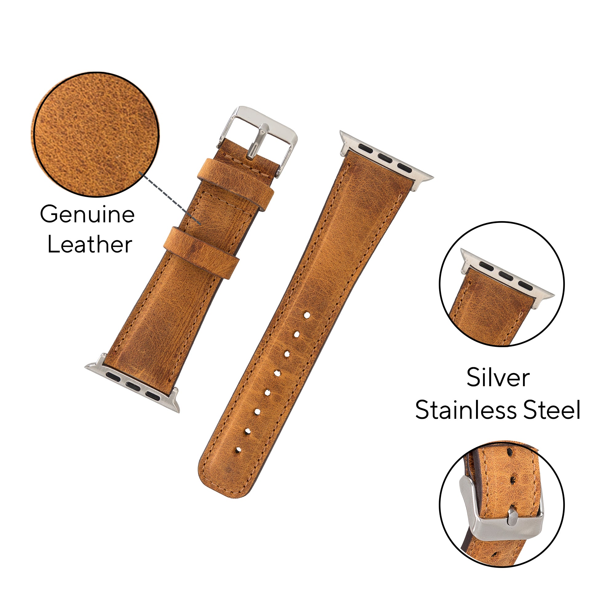 DelfiCase Liverpool Collection Leather Watch Band for Apple & Fitbit Versa Watch Band 35