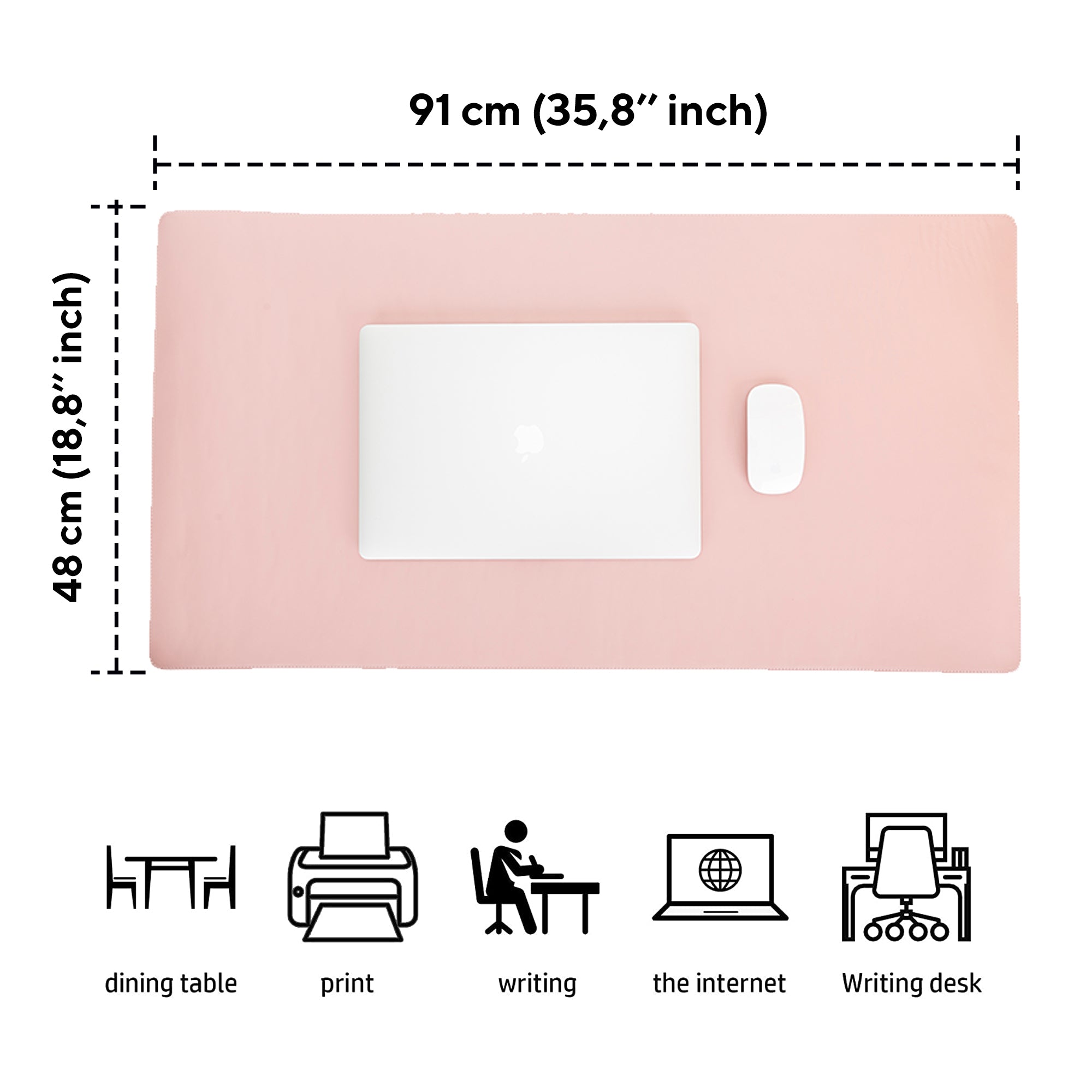 DelfiCase Genuine Leather Deskmat, Computer Pad, Office Desk Pad (Pink Nude) 4