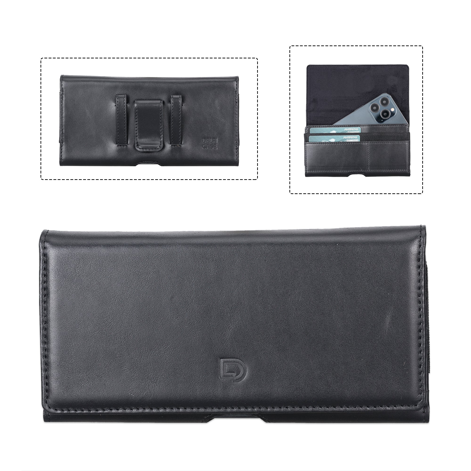 Leather Phone Holster with Magnetic Closure Pouch Metal Belt 5