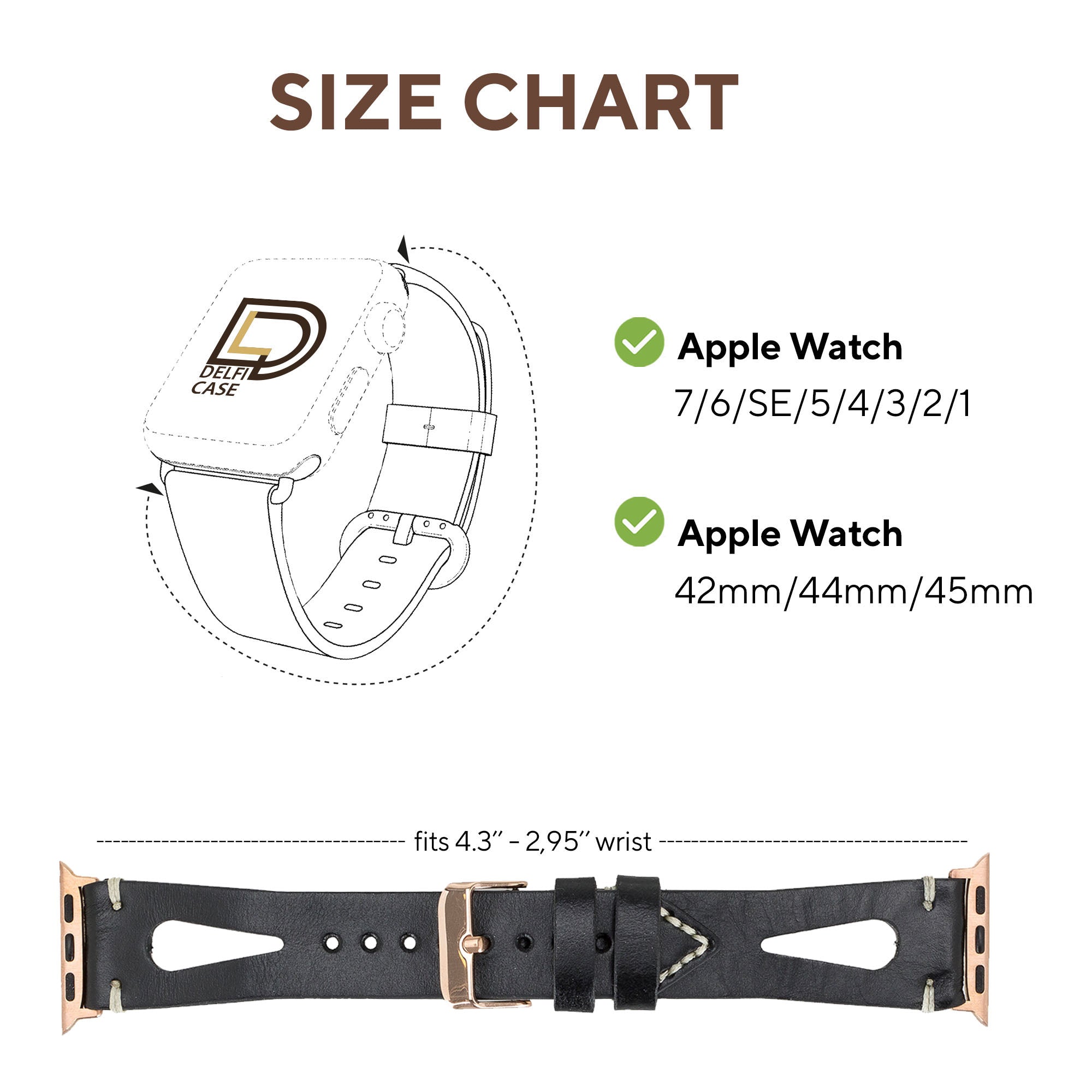 DelfiCase Cardiff Collection Leather Watch Band for Apple Watch 38mm 40mm 41mm 42mm 44mm 45mm 42