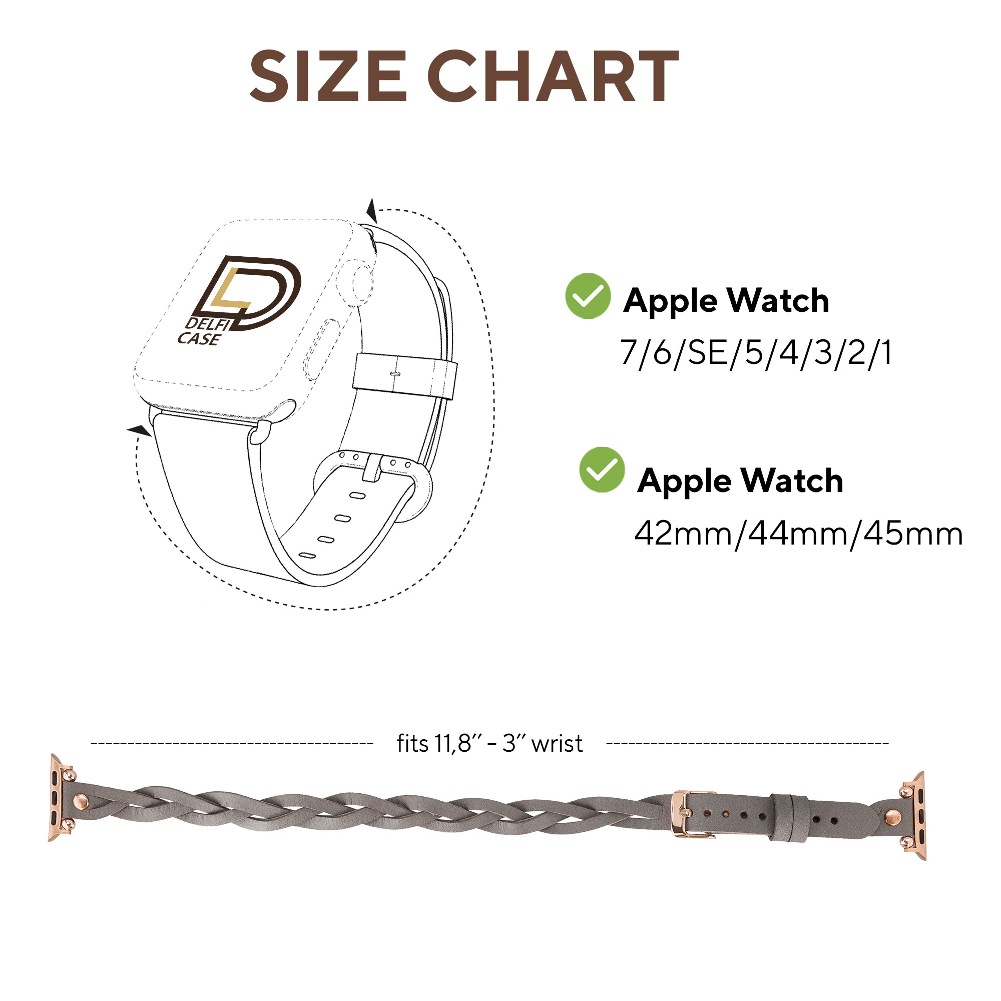 DelfiCase Sheffield Double Tour Watch Band for Apple Watch & Fitbit/Sense 82