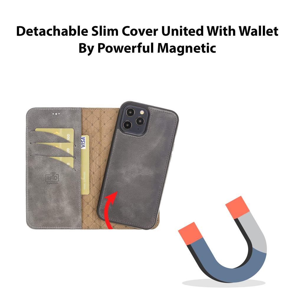 DelfiCase Leather Magnetic Detachable Wallet Case for iPhone 12 Pro Max (6.7") 42