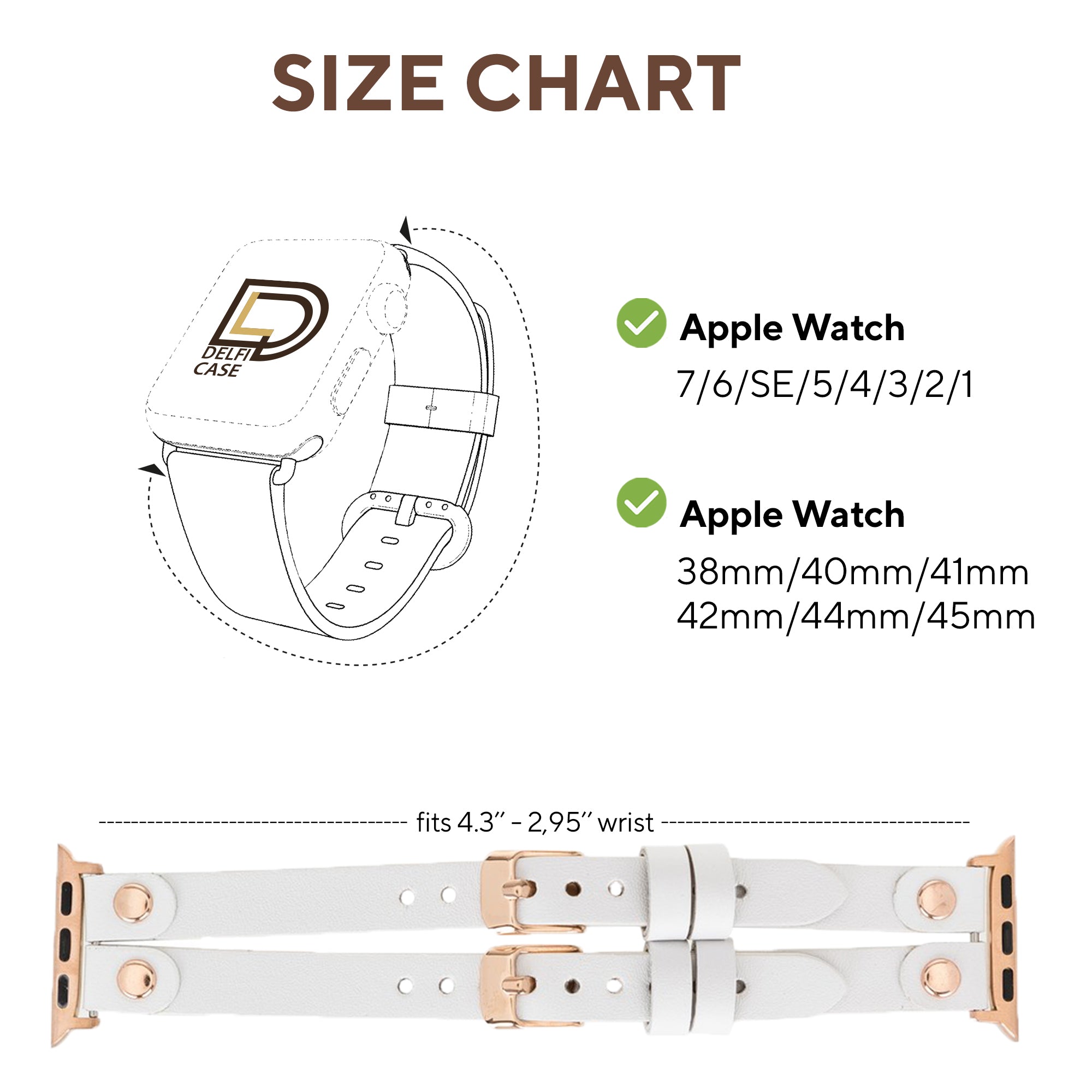DelfiCase ELY Double Watch Band for Apple and Fitbit Versa 3 2 & 1