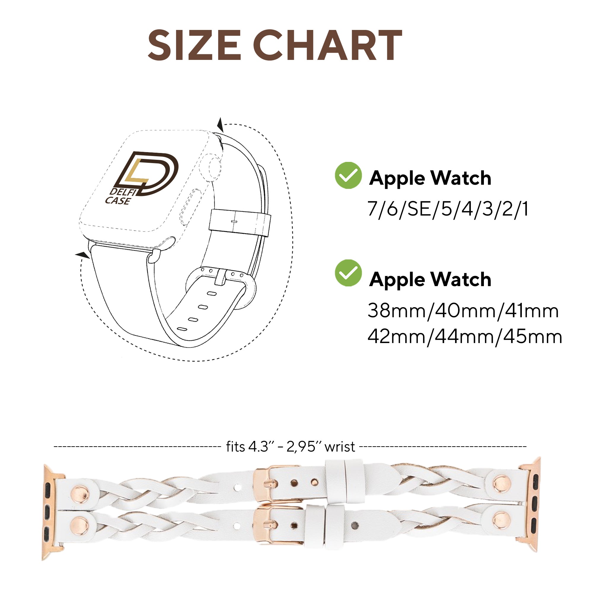 DelfiCase Sheffield-York Double Apple Watch Band for Apple Watch & Fitbit/Sense 9