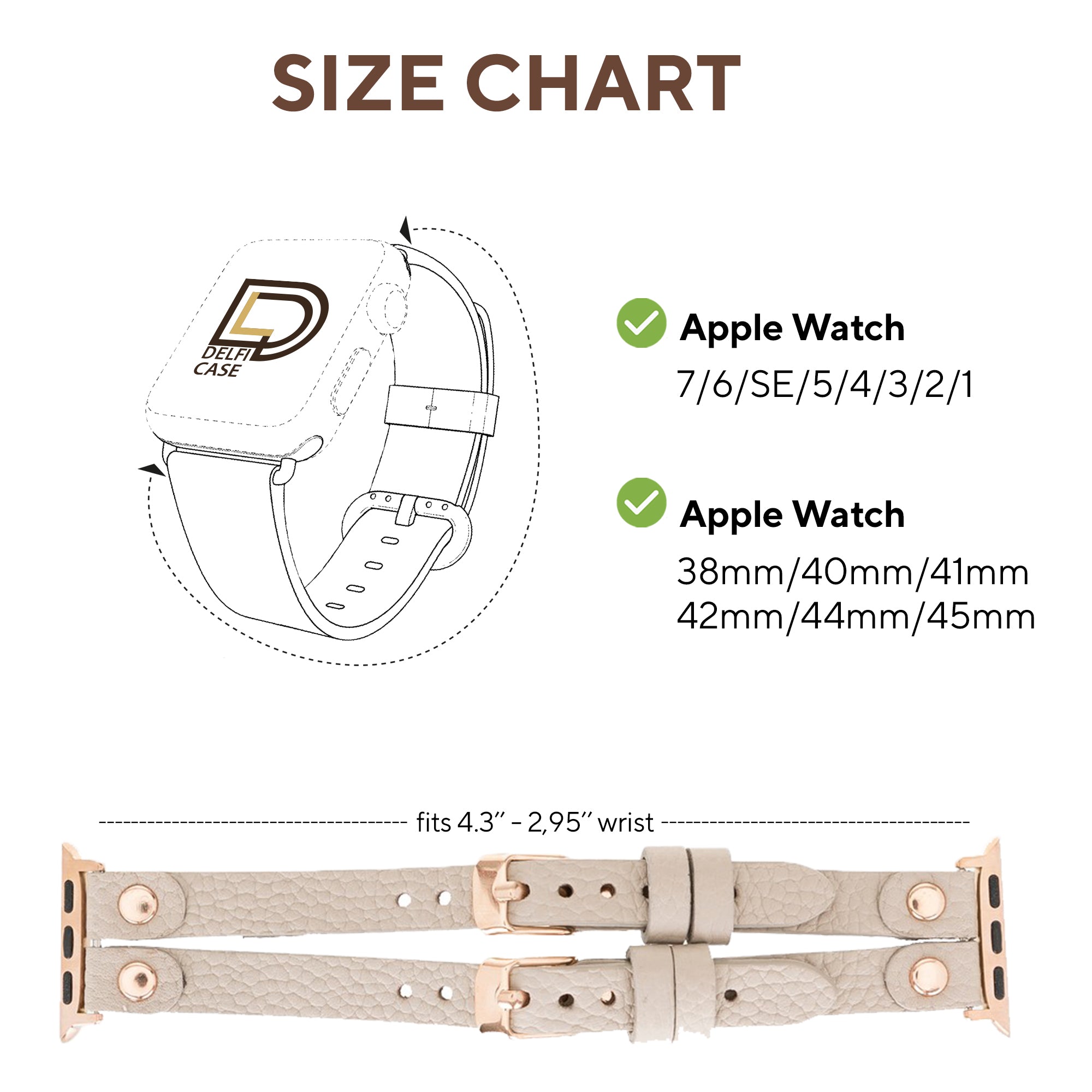 DelfiCase ELY Double Watch Band for Apple Watch and Fitbit Versa 3 2 & 1 (Beige) 4