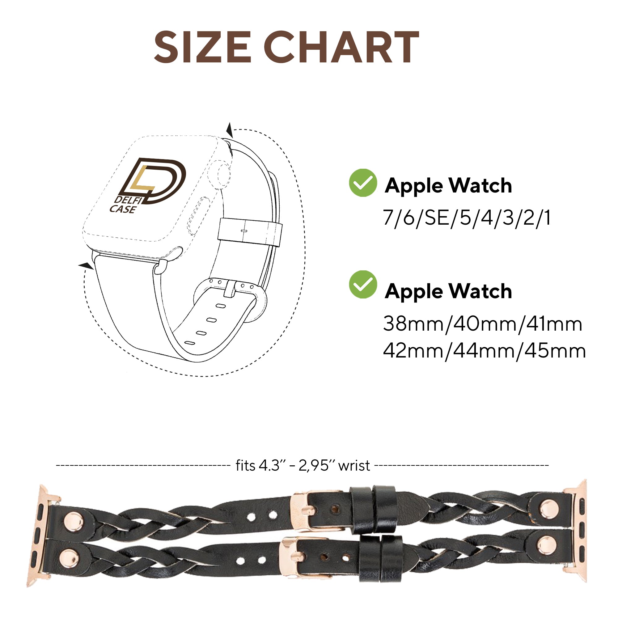DelfiCase Sheffield-York Double Apple Watch Band for Apple Watch & Fitbit/Sense 55