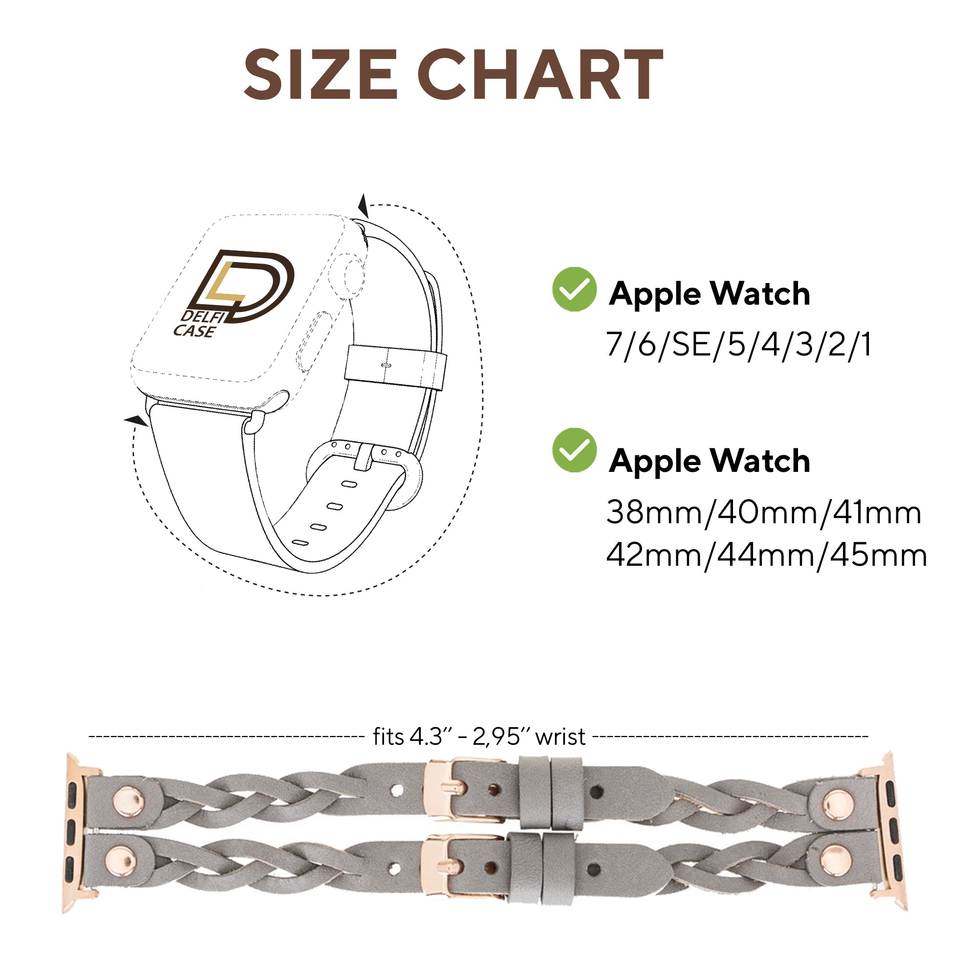DelfiCase Sheffield-York Double Apple Watch Band for Apple Watch & Fitbit/Sense 45