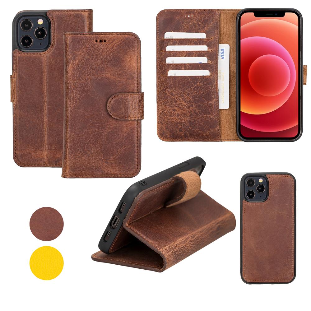 iPhone 11 Pro Leather Wallet Case, Crave Vegan Leather Guard Removable Case  for Apple iPhone 11 Pro - Brown