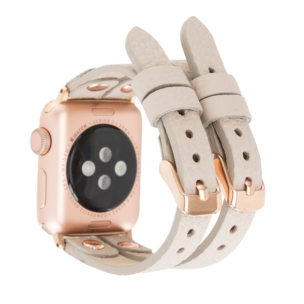 DelfiCase ELY Double Watch Band for Apple Watch and Fitbit Versa 3 2 & 1 (Beige) 7