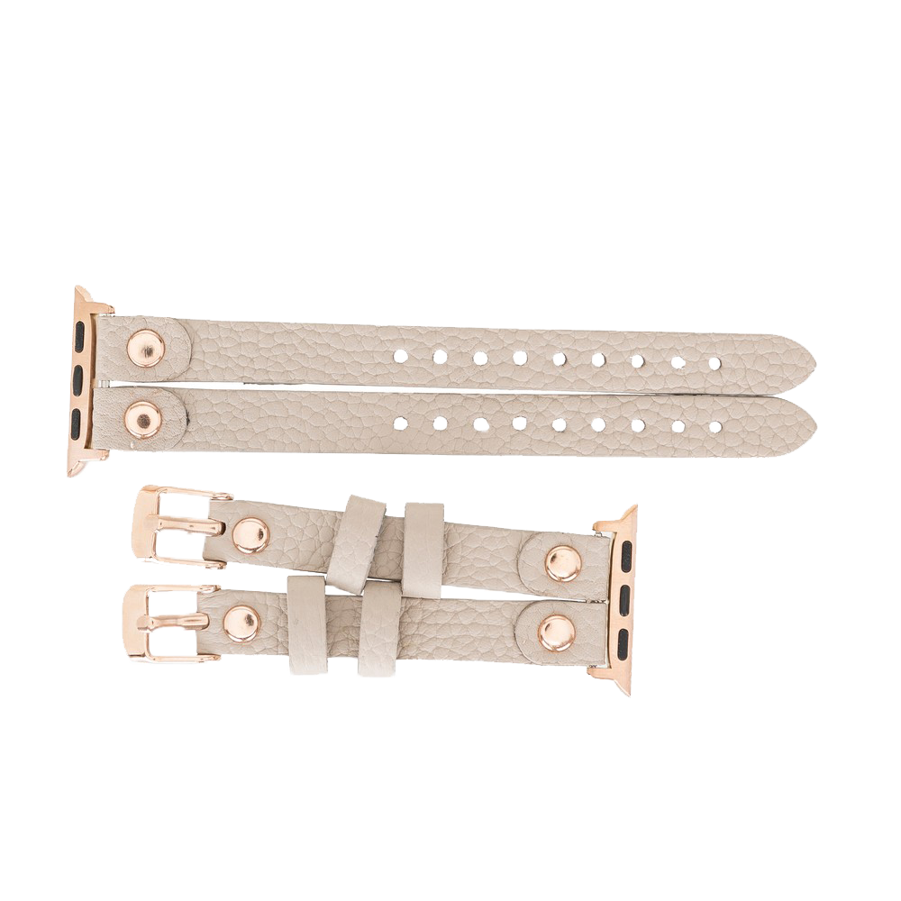 DelfiCase ELY Double Watch Band for Apple Watch and Fitbit Versa 3 2 & 1 (Beige) 9