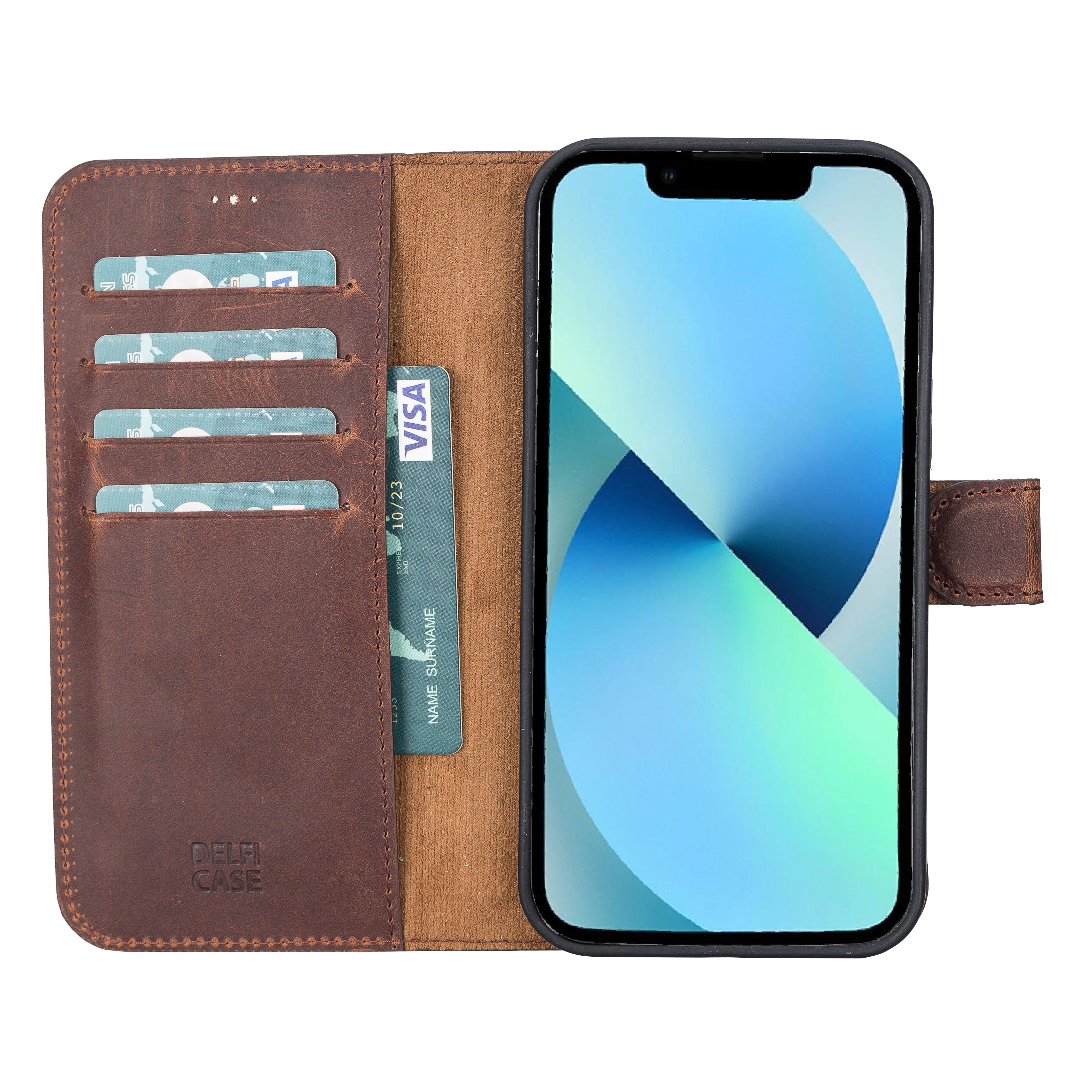DelfiCase Leather Magnetic Detachable Wallet Case for iPhone 12 Pro Max (6.7") 15