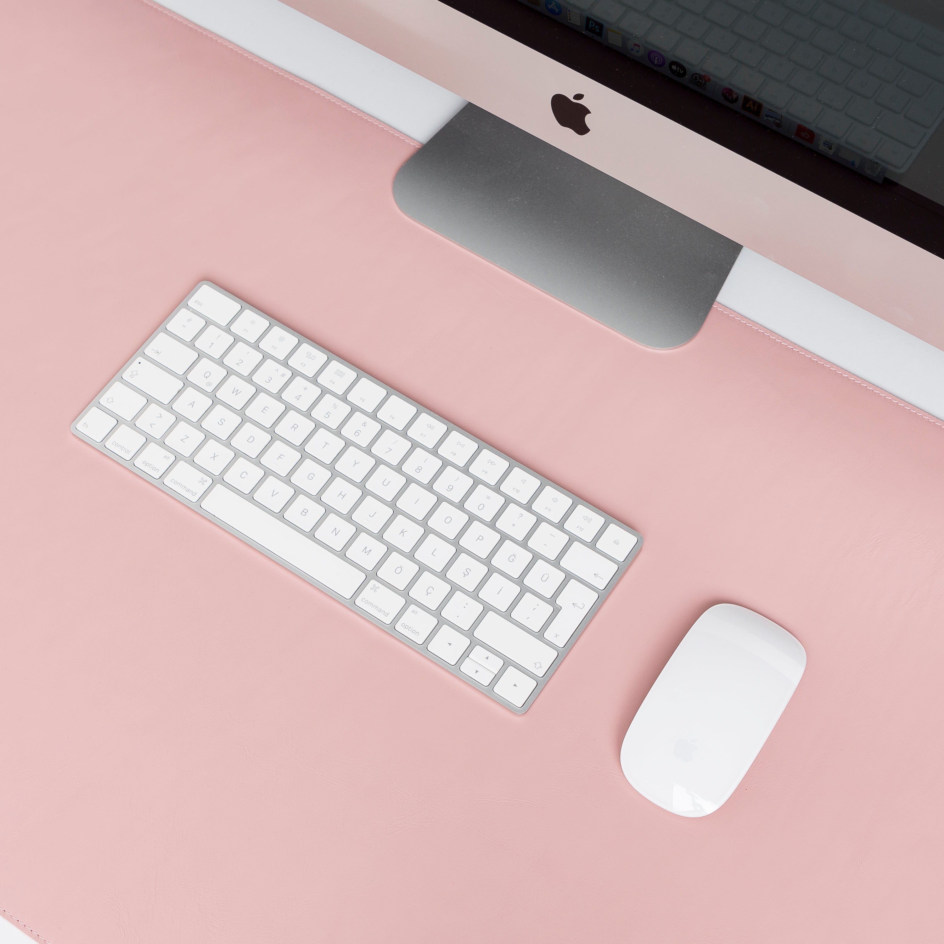 DelfiCase Genuine Leather Deskmat, Computer Pad, Office Desk Pad (Pink Nude) 1