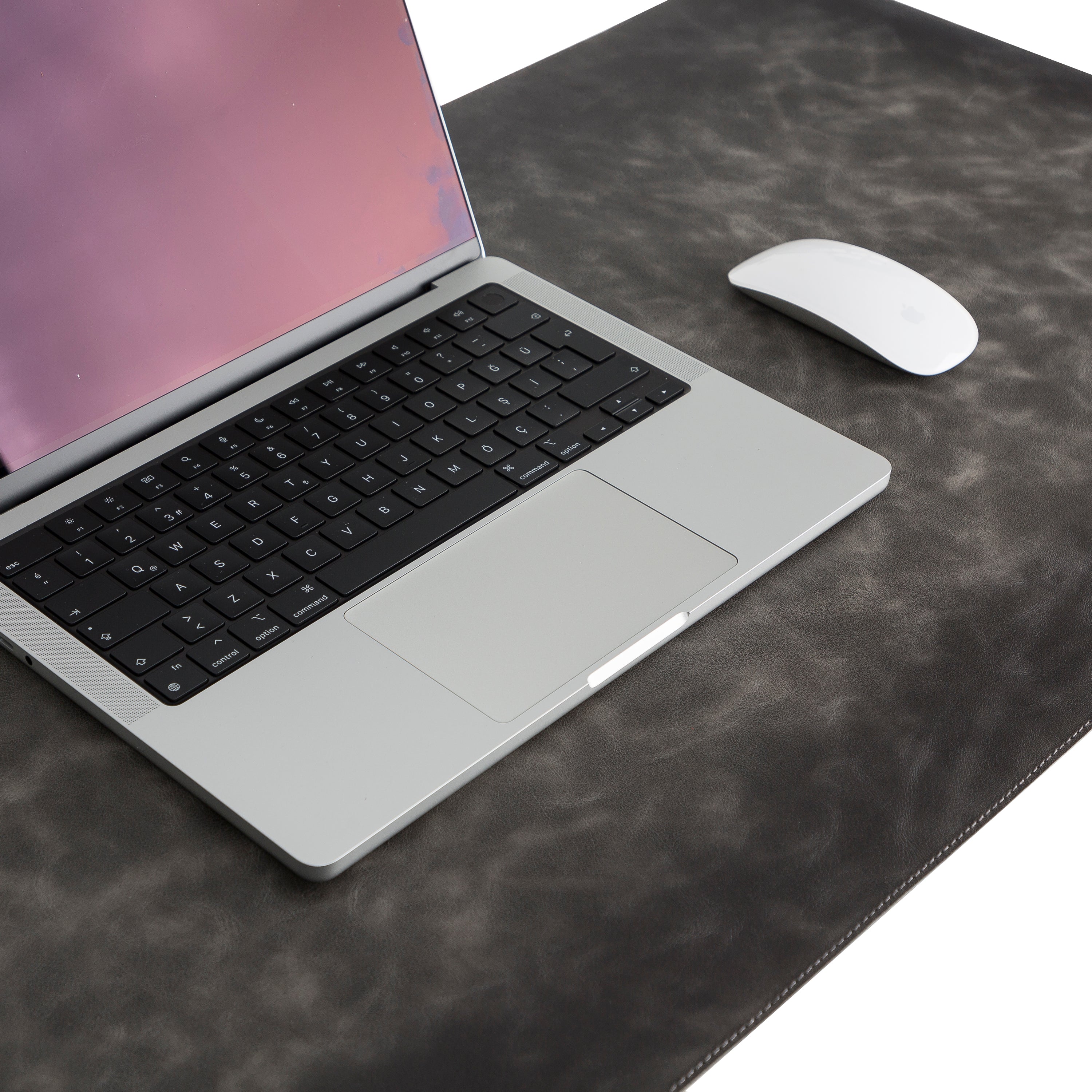 DelfiCase Genuine Grey Leather Deskmat, Computer Pad, Office Desk Pad 3