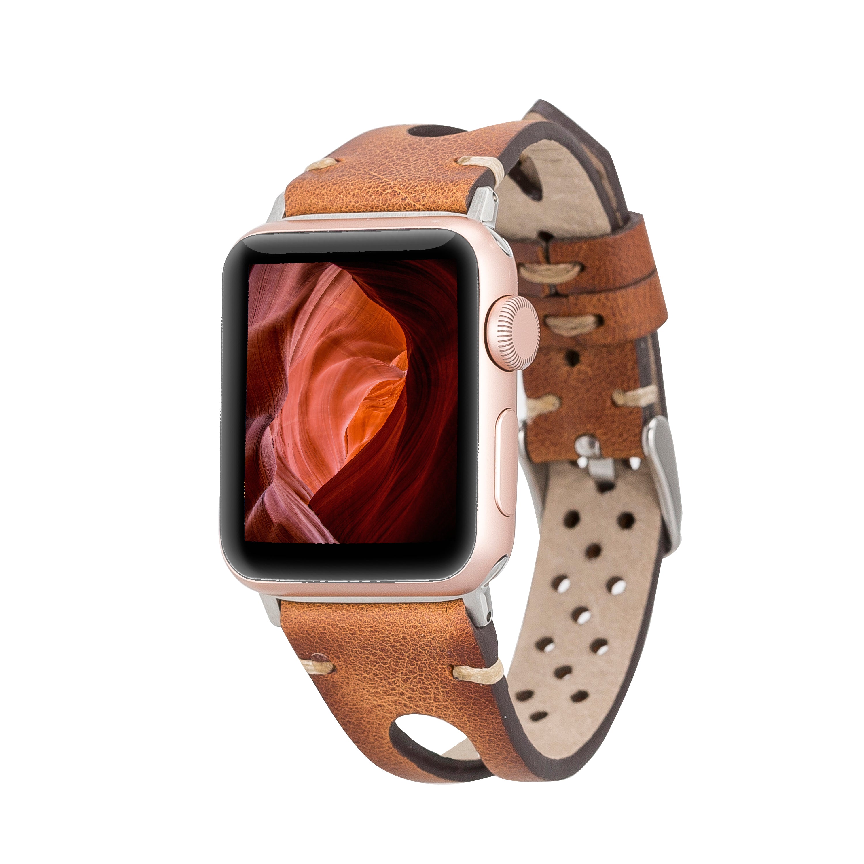 DelfiCase Quinn Watch Band for Apple Watch & Fitbit Versa/Sense (Brown) 1