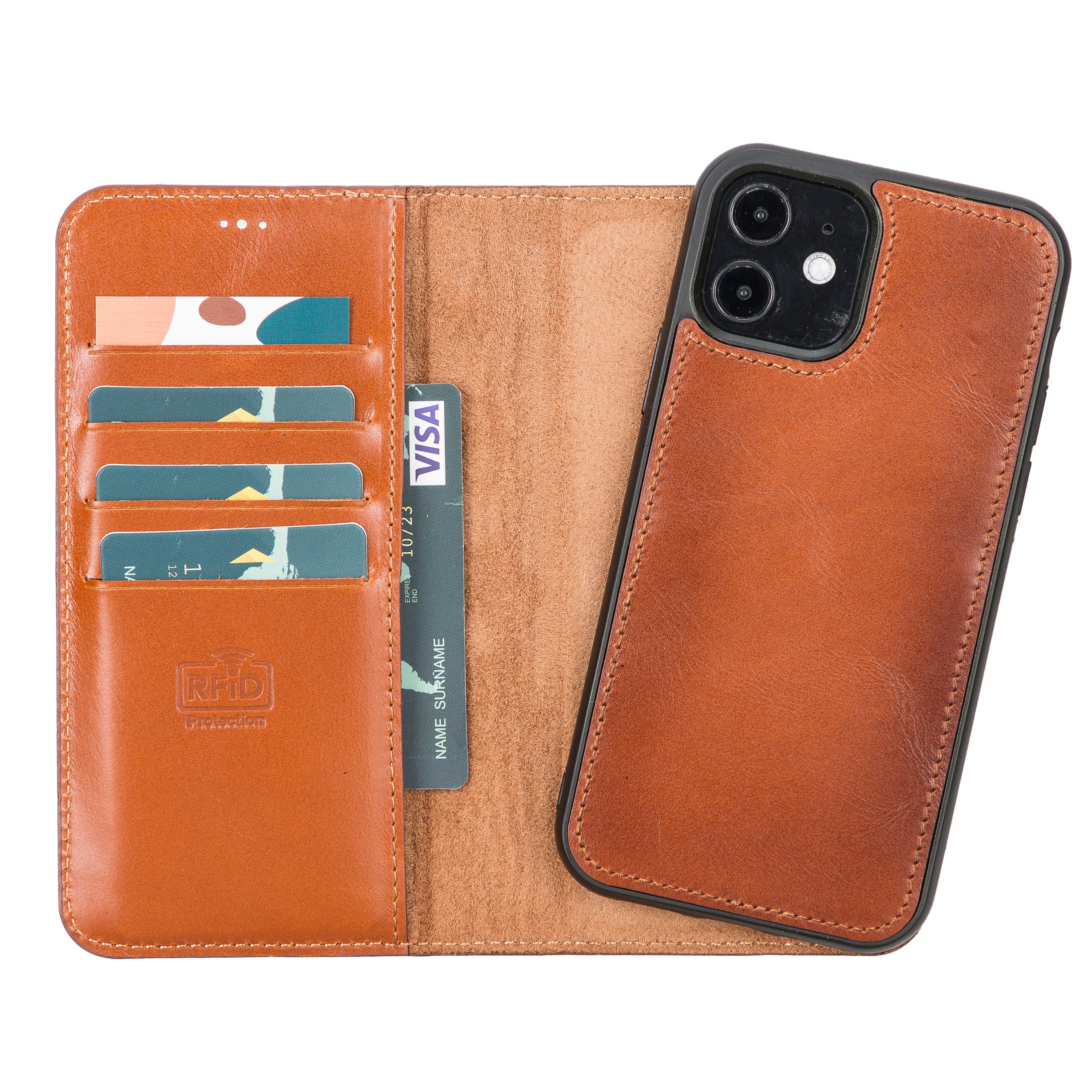 DelfiCase Magnetic Detachable Leather Wallet Case for iPhone 12 and iPhone 12 Pro (6.1") 1
