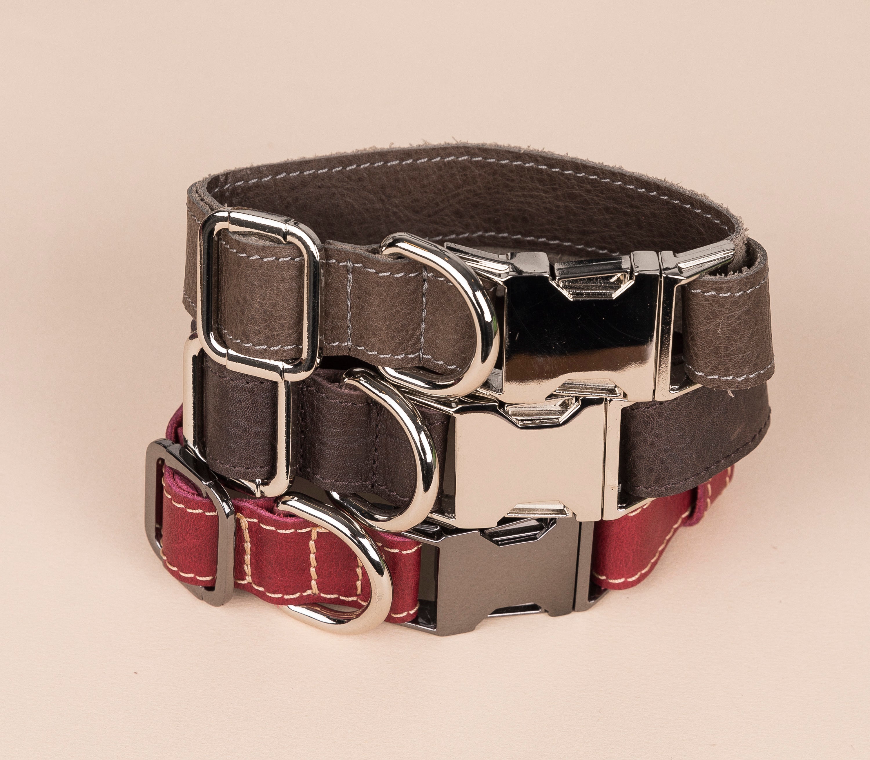 Genuine Leather Adjustable Strong Dog Collar5