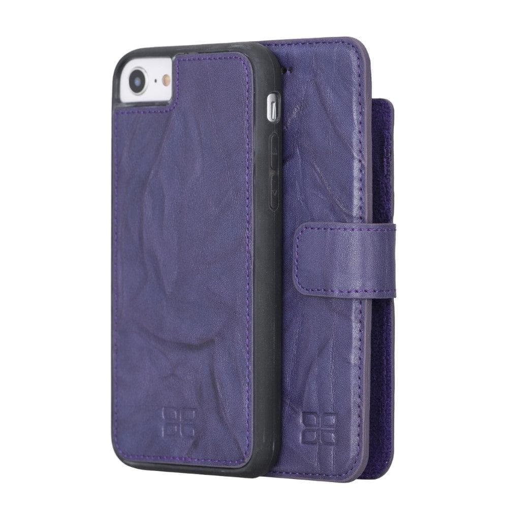 Apple iPhone 8 Series Detachable Leather Wallet Case - MW iPhone 8 / Creased Purple Bouletta LTD