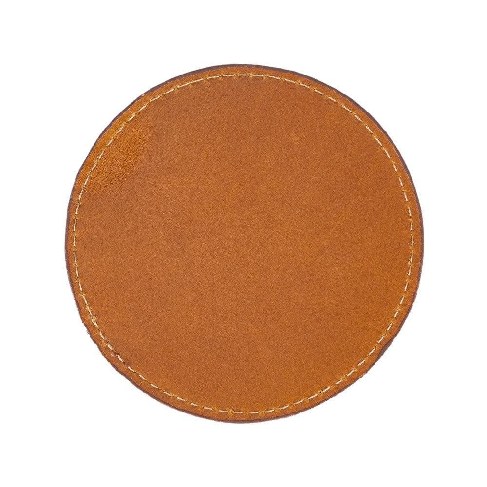 Divine Geniun Leather Handmade Cup Coaster Rustic Tan Bouletta