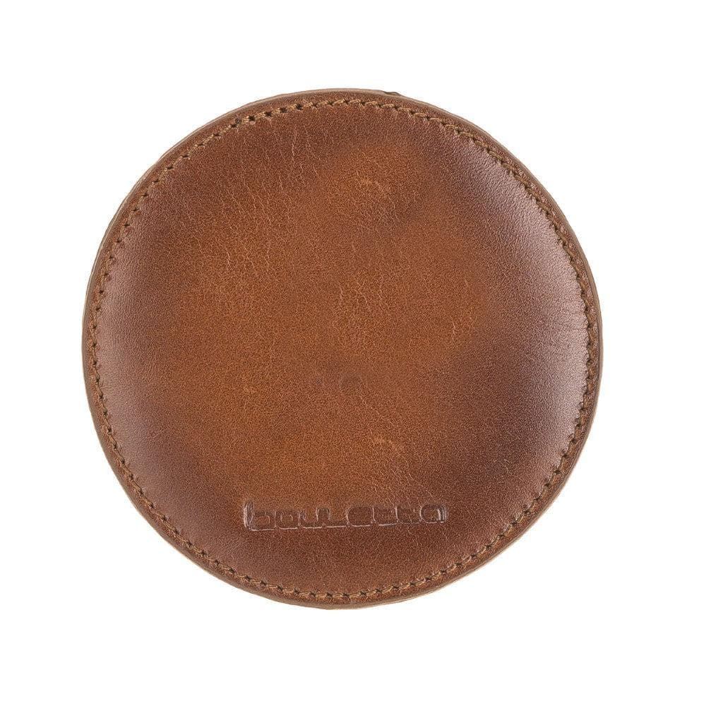 Divine Geniun Leather Handmade Cup Coaster Rustic Tan With Effect Bouletta