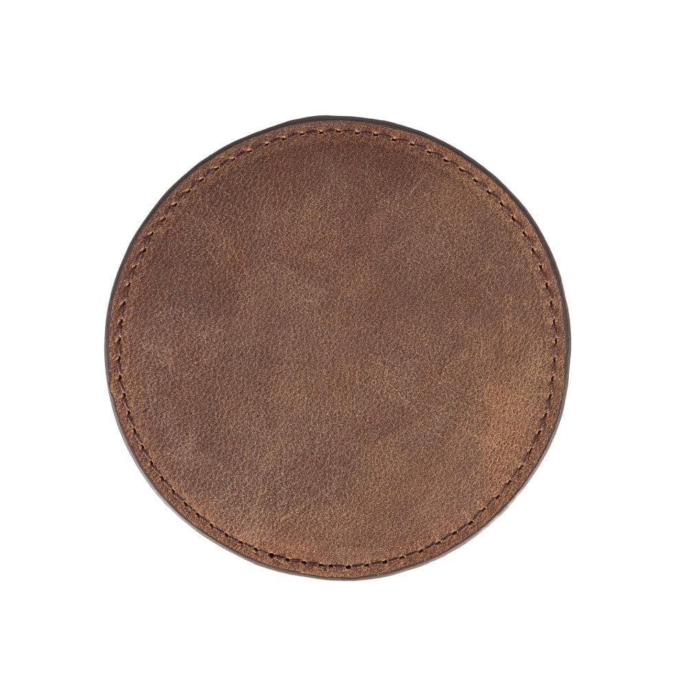 Divine Geniun Leather Handmade Cup Coaster Antic Brown Bouletta