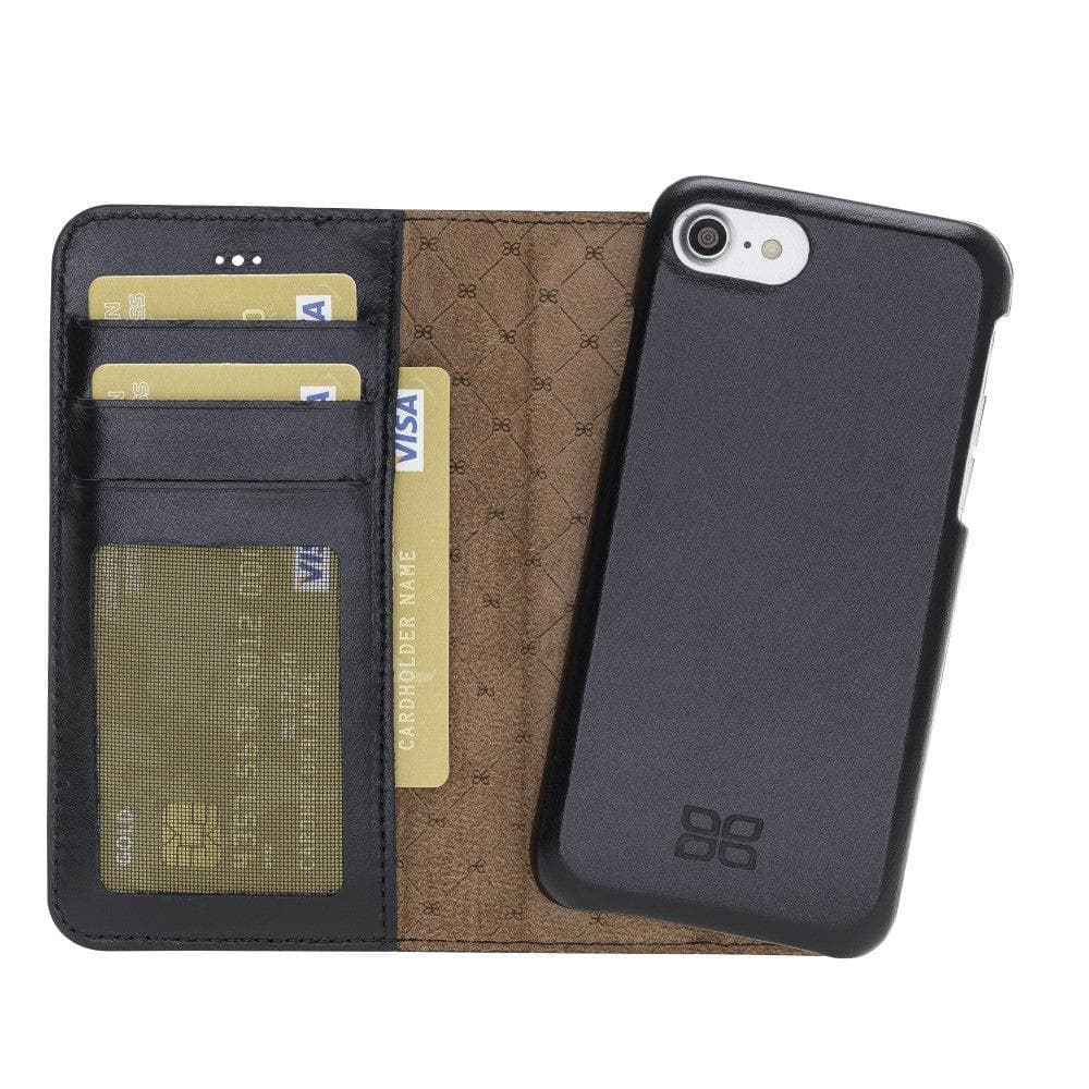 Full Leather Coating Detachable Wallet Case iPhone 7 Rustic Black Bouletta