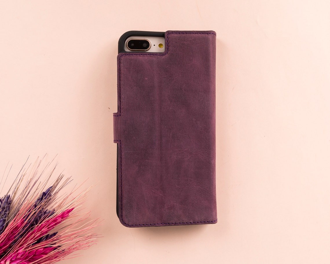 DelfiCase Magnetic Detachable Wallet Case for iPhone SE (2020) Purple 5