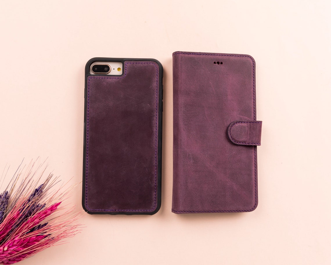 DelfiCase Magnetic Detachable Wallet Case for iPhone SE (2020) Purple 7