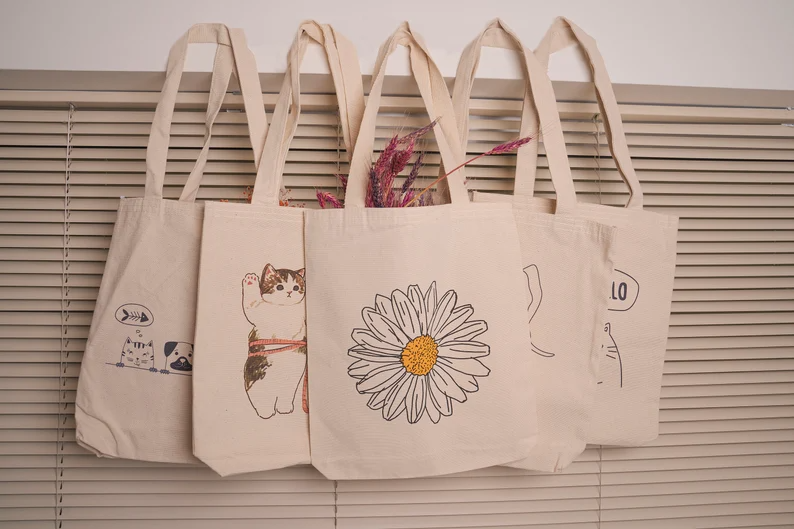 Women Canvas Tote Bag, Retro Aesthetic ToteBag, Cute Tote Bag