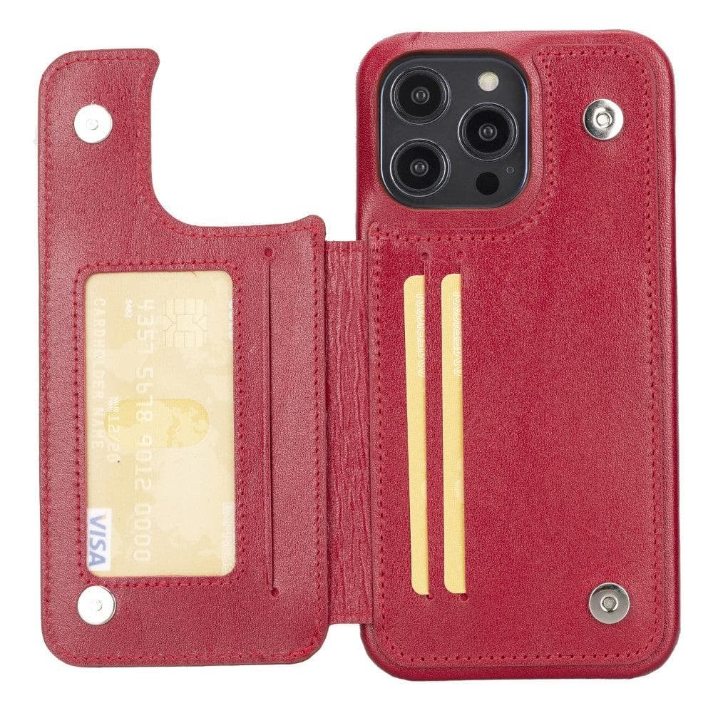 Leather Slim Ultimate Book Wallet Apple iPhone 14 Series iPhone 14 Pro Max / Vegetal Red Bouletta LTD