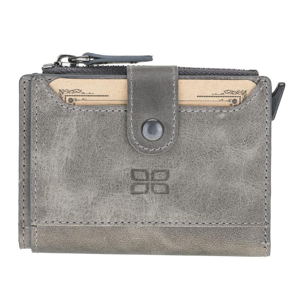 Leather Zip Mechanical Card Holder Tiguan Gray Bouletta